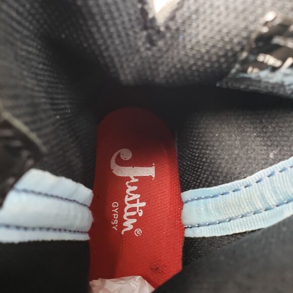 Justin Gypsy Womens Size 7 B Teal Black Leather Pull On Western Cowboy Boots - Picture 13 of 14